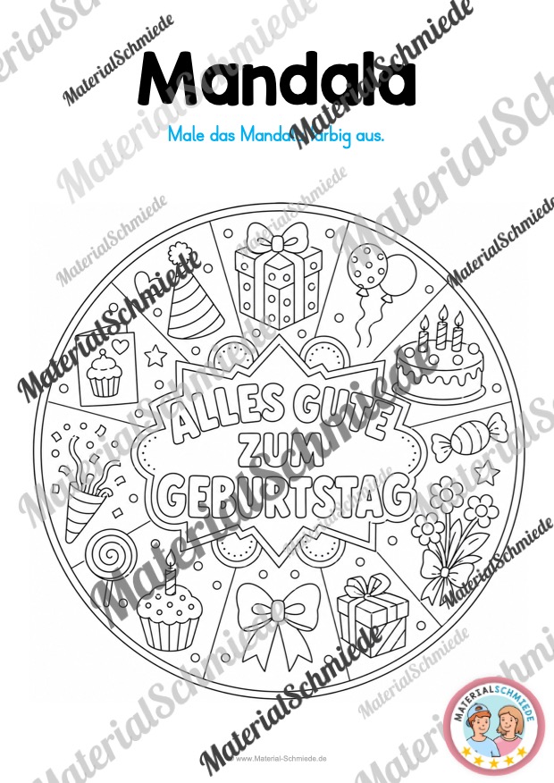 10 Mandalas zum Thema Geburtstag (zum Ausmalen) - Mandala 09