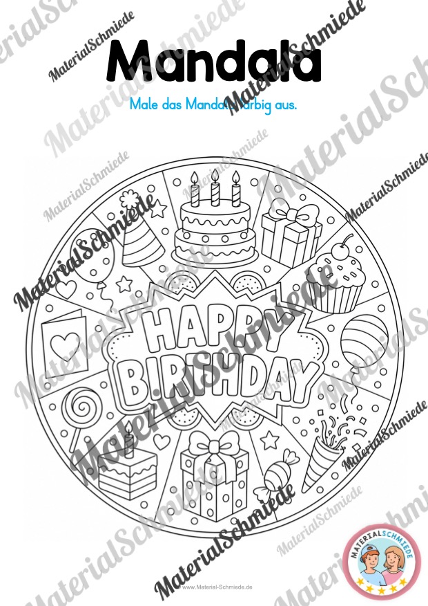 10 Mandalas zum Thema Geburtstag (zum Ausmalen) - Mandala 10