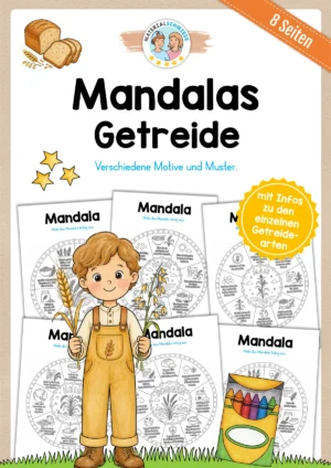 8 Mandalas zum Getreide (zum Ausmalen)