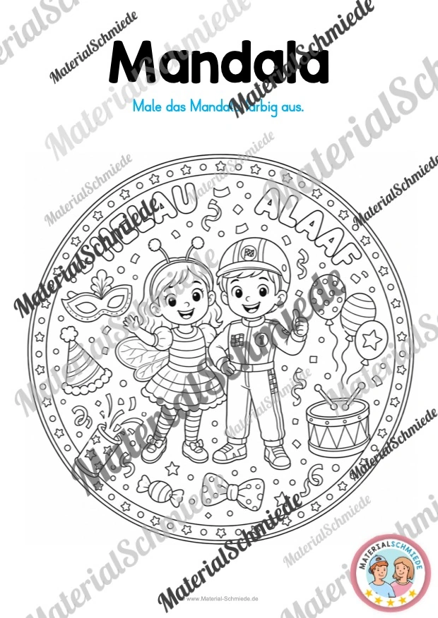 10 Mandalas zum Fasching / Karneval (zum Ausmalen) - Mandala 04