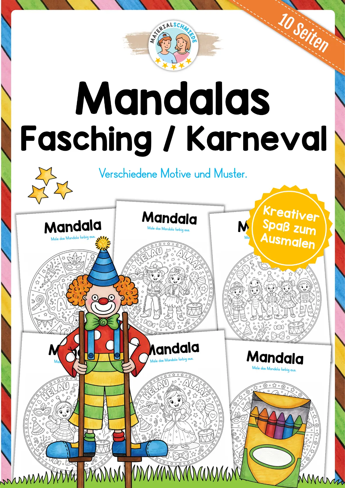 10 Mandalas zum Fasching / Karneval (zum Ausmalen)