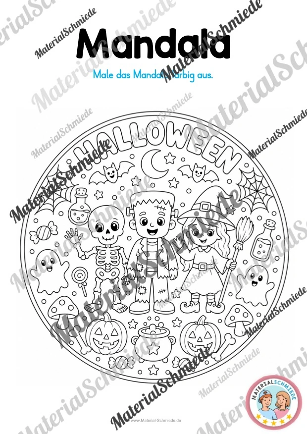 10 Mandalas zu Halloween (zum Ausmalen) - Mandala 03