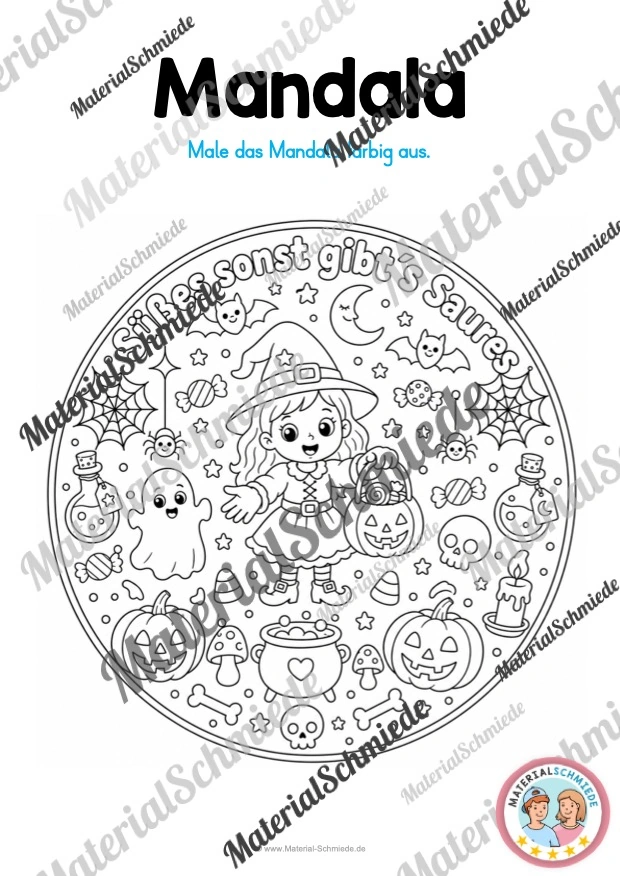 10 Mandalas zu Halloween (zum Ausmalen) - Mandala 04