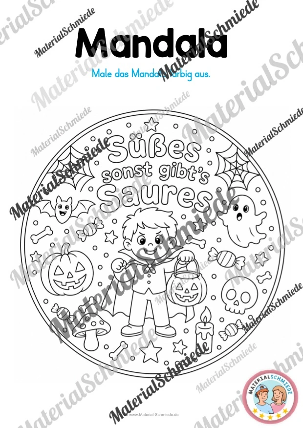 10 Mandalas zu Halloween (zum Ausmalen) - Mandala 05