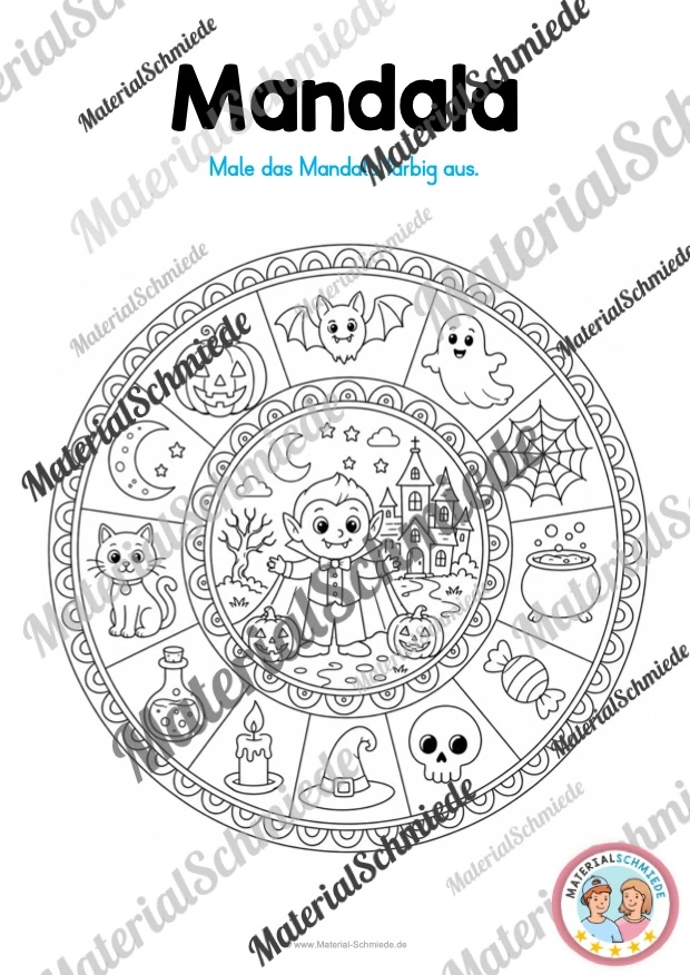 10 Mandalas zu Halloween (zum Ausmalen) - Mandala 06