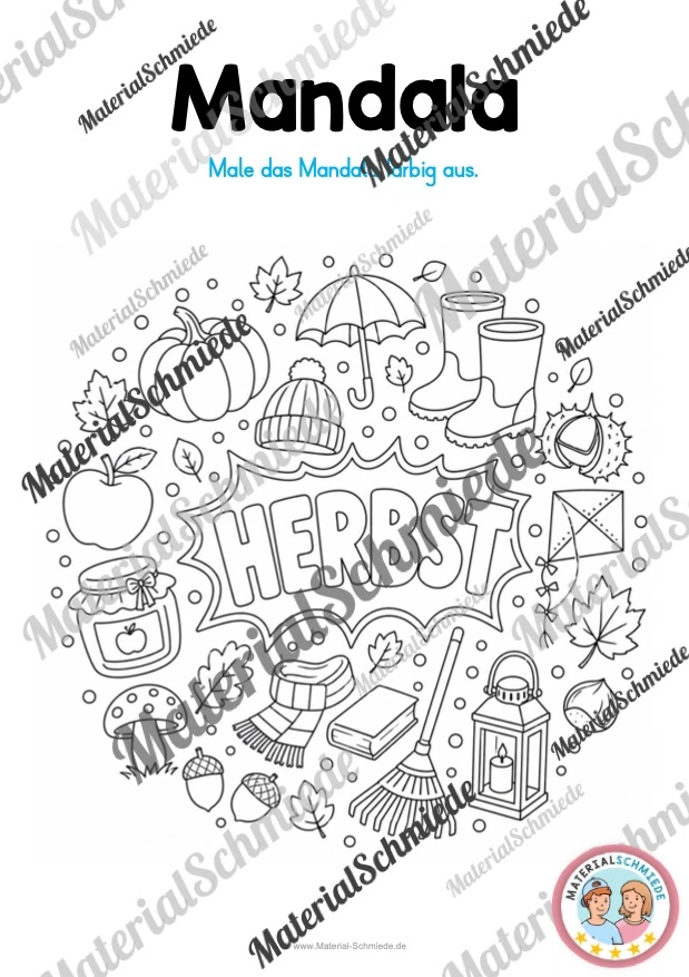 10 Mandalas zum Herbst (zum Ausmalen) - Mandala 03
