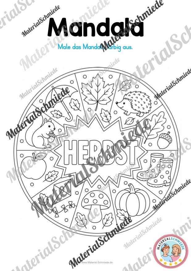 10 Mandalas zum Herbst (zum Ausmalen) - Mandala 04