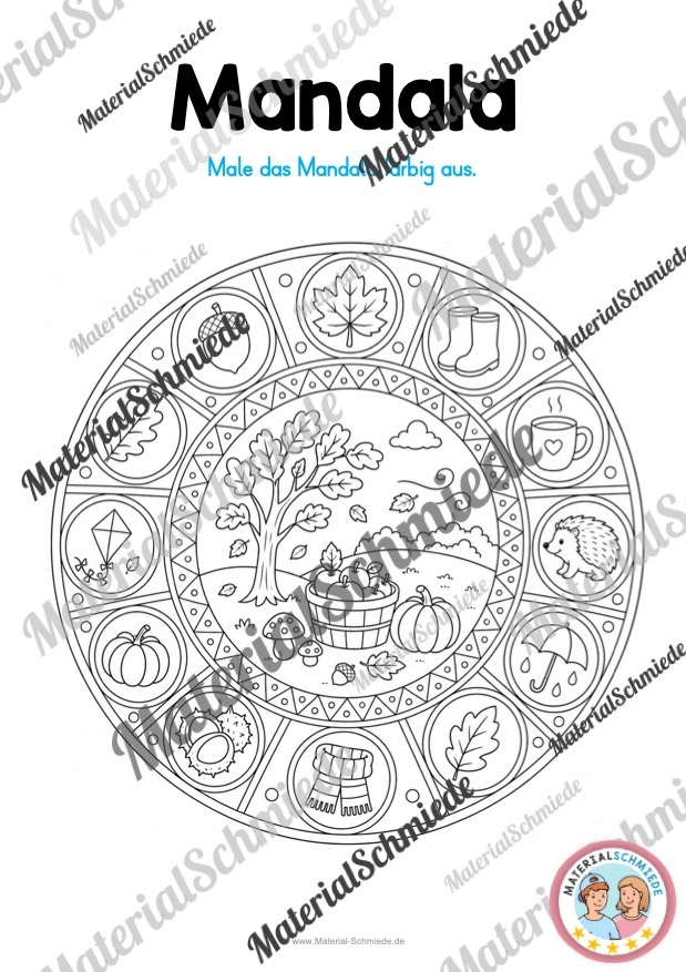 10 Mandalas zum Herbst (zum Ausmalen) - Mandala 08