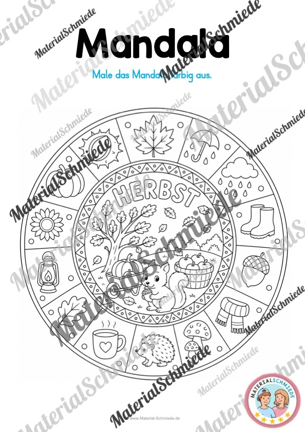 10 Mandalas zum Herbst (zum Ausmalen) - Mandala 10