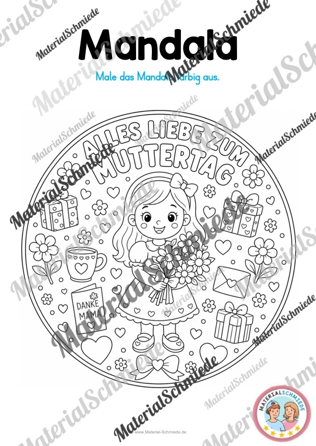 10 Mandalas zum Muttertag (zum Ausmalen) - Mandala 01