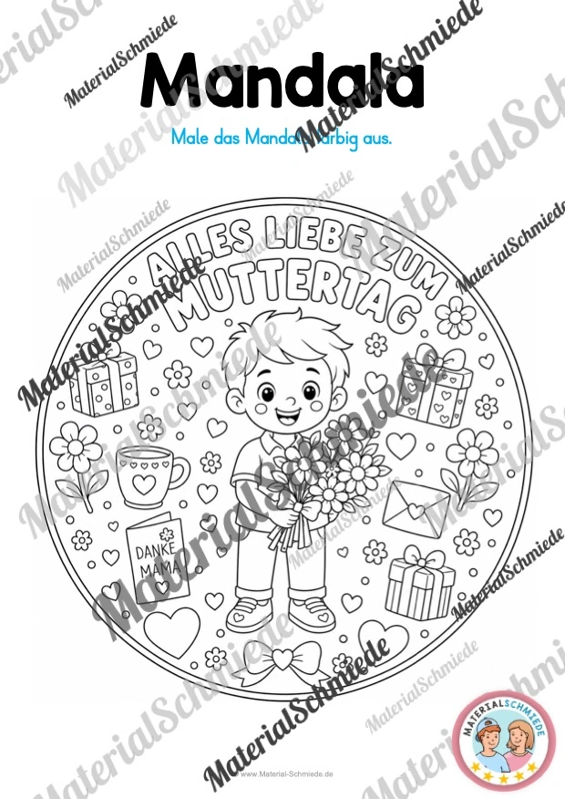 10 Mandalas zum Muttertag (zum Ausmalen) - Mandala 02