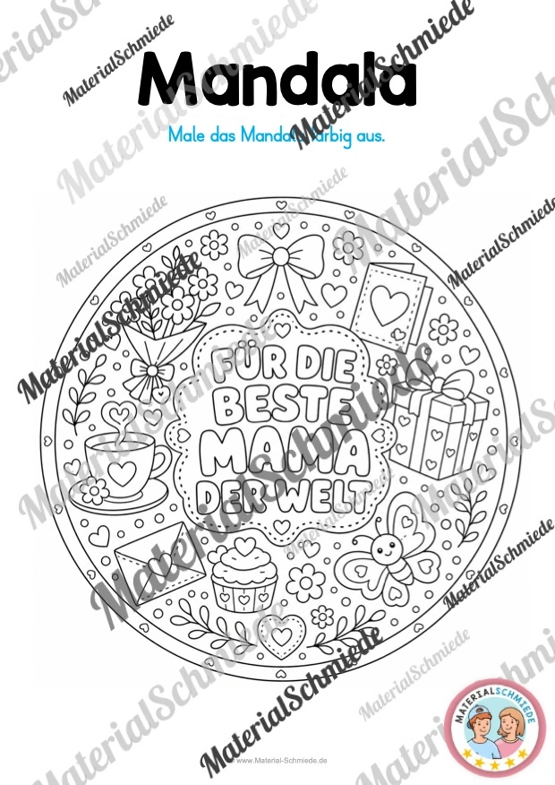 10 Mandalas zum Muttertag (zum Ausmalen) - Mandala 03
