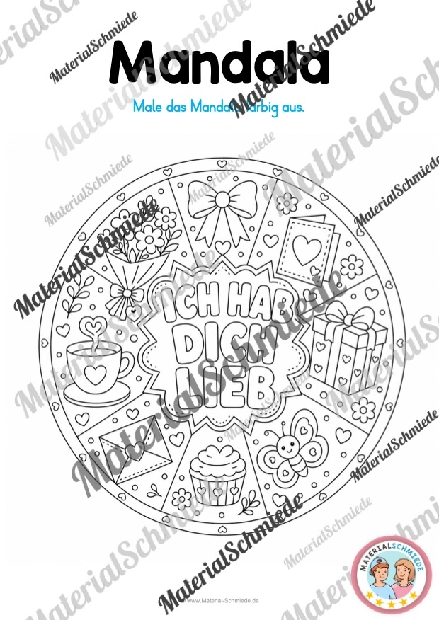 10 Mandalas zum Muttertag (zum Ausmalen) - Mandala 05