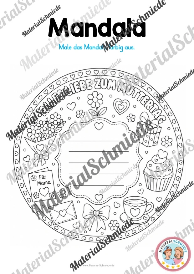10 Mandalas zum Muttertag (zum Ausmalen) - Mandala 09