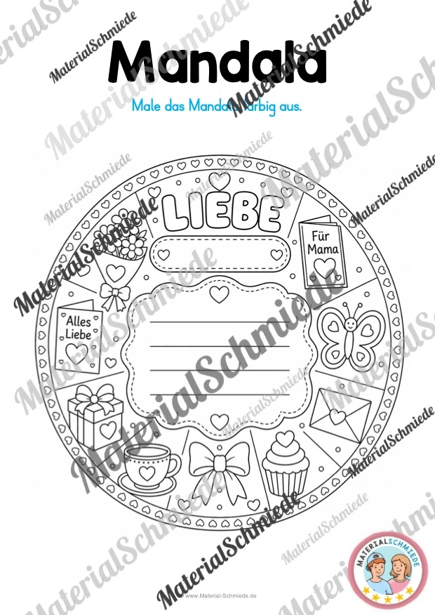 10 Mandalas zum Muttertag (zum Ausmalen) - Mandala 10