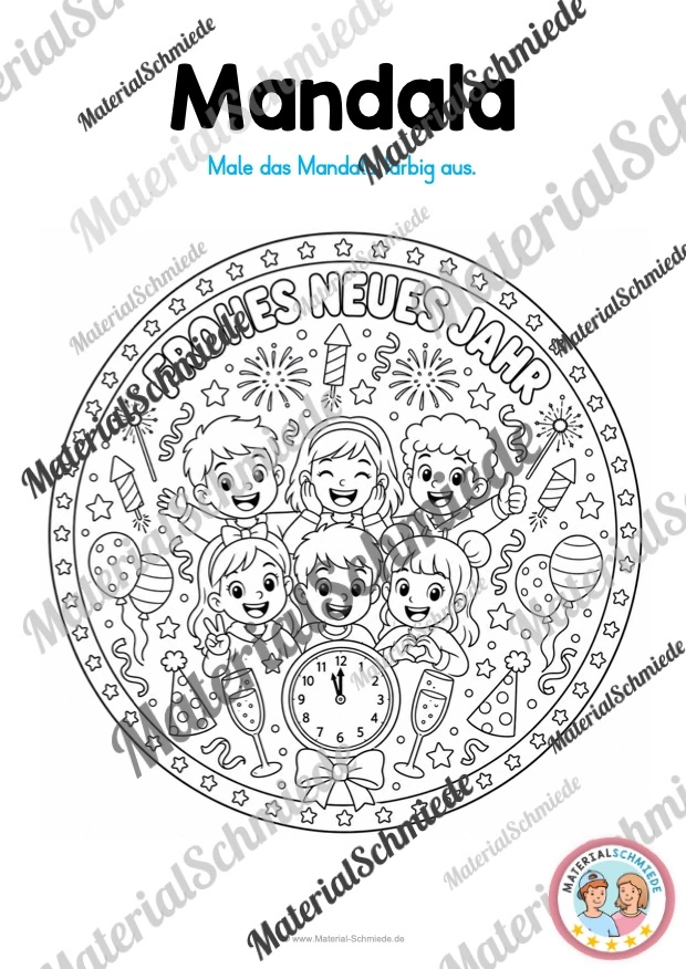 10 Mandalas zu Silvester / Neujahr (zum Ausmalen) - Mandala 05