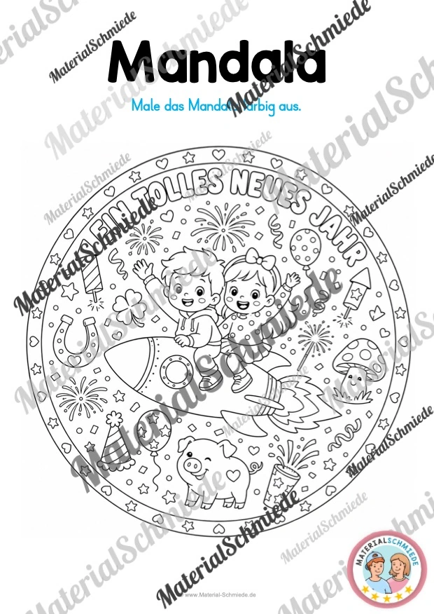 10 Mandalas zu Silvester / Neujahr (zum Ausmalen) - Mandala 07