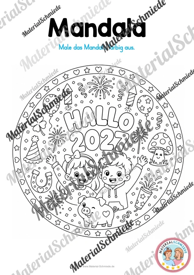 10 Mandalas zu Silvester / Neujahr (zum Ausmalen) - Mandala 08