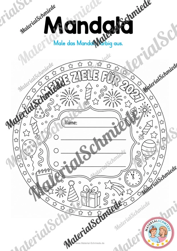 10 Mandalas zu Silvester / Neujahr (zum Ausmalen) - Mandala 09