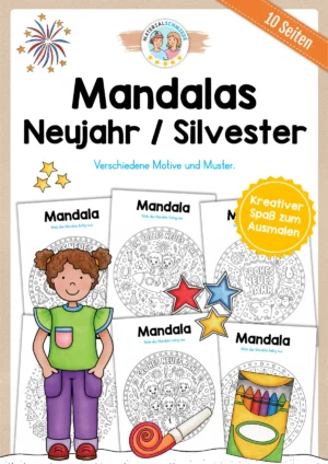 10 Mandalas zu Silvester / Neujahr (zum Ausmalen)