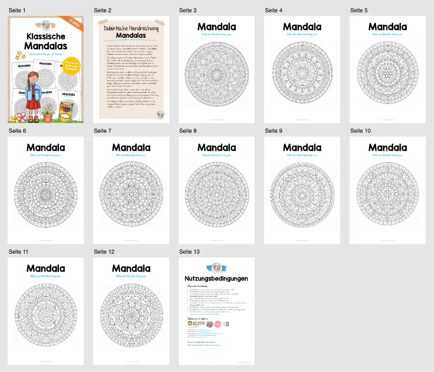 10 klassische Mandalas (zum Ausmalen) - Überblick