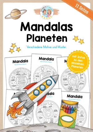 11 Mandalas zu den Planten mit Informationen (zum Ausmalen)