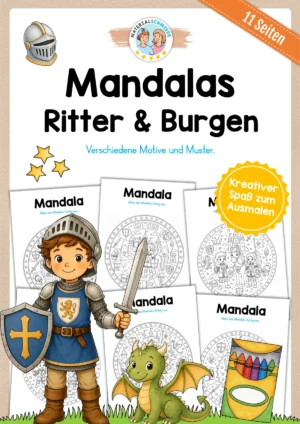 11 Mandalas mit Ritter und Burgen (zum Ausmalen)