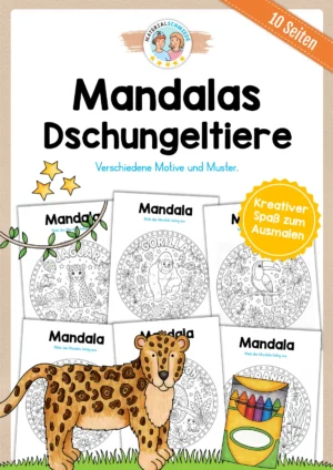 10 Mandalas mit Dschungeltieren (zum Ausmalen)