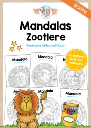 10 Mandalas mit Zootieren (zum Ausmalen)
