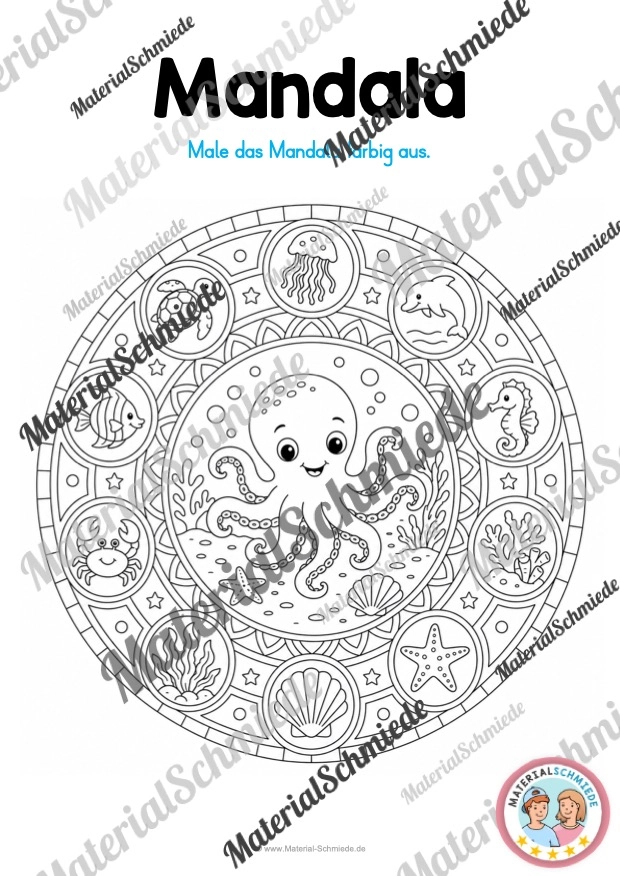 10 Mandalas: Thema Meerestiere - Mandala 01
