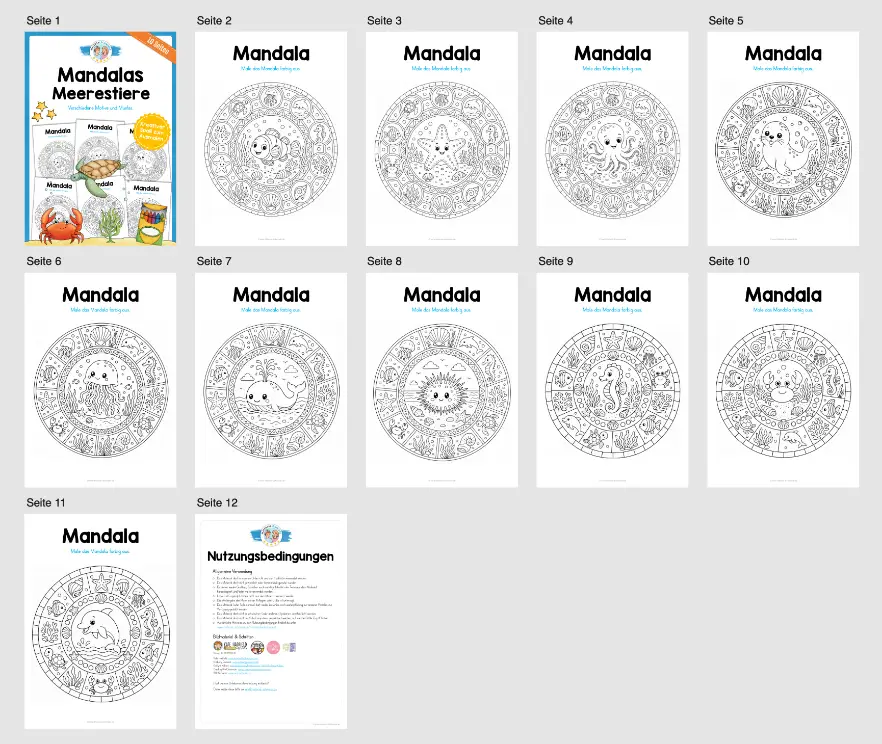 10 Mandalas: Thema Meerestiere - Überblick