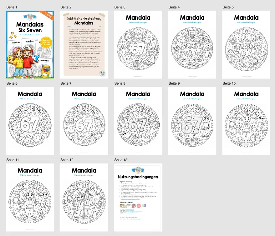 10 Mandalas zum Trend "Six Seven" (zum Ausmalen) - Überblick