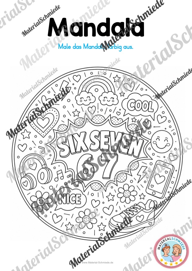 10 Mandalas zum Trend "Six Seven" (zum Ausmalen) - Mandala 03