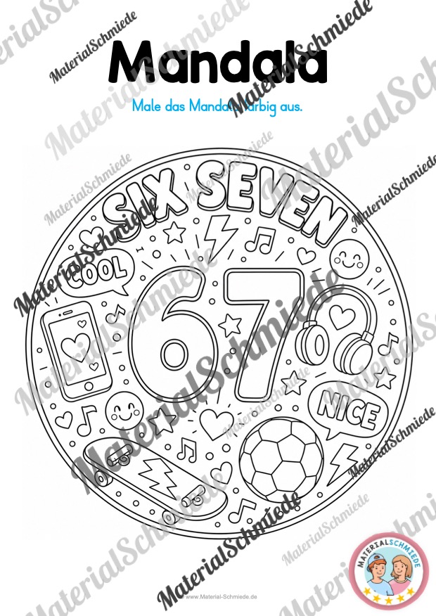 10 Mandalas zum Trend "Six Seven" (zum Ausmalen) - Mandala 04