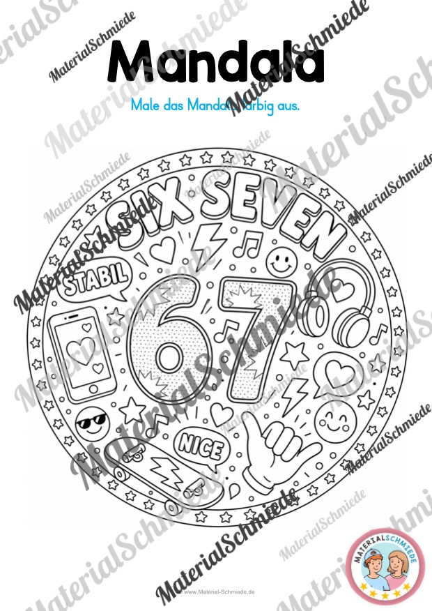 10 Mandalas zum Trend "Six Seven" (zum Ausmalen) - Mandala 06