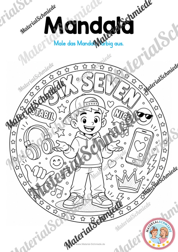 10 Mandalas zum Trend "Six Seven" (zum Ausmalen) - Mandala 08