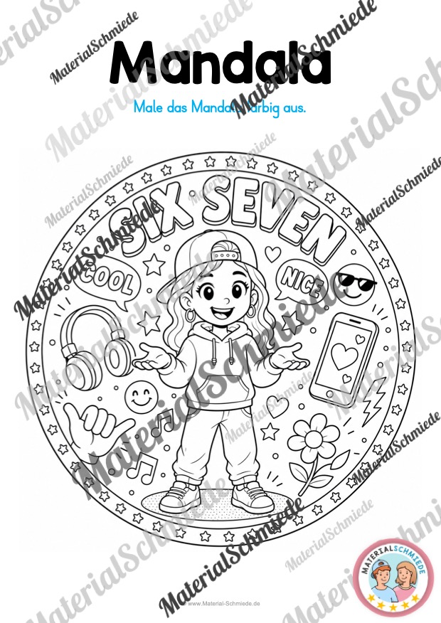 10 Mandalas zum Trend "Six Seven" (zum Ausmalen) - Mandala 09