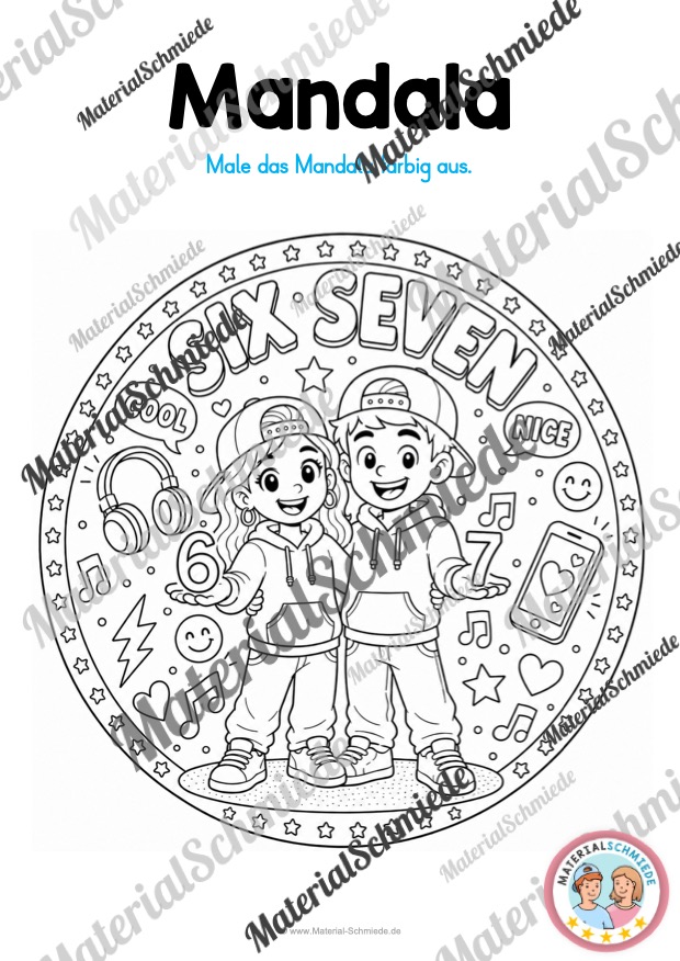 10 Mandalas zum Trend "Six Seven" (zum Ausmalen) - Mandala 10