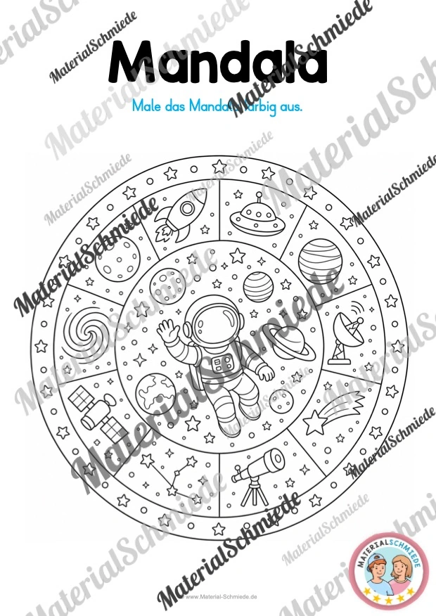 10 Mandalas zum Weltall (zum Ausmalen) - Mandala 02