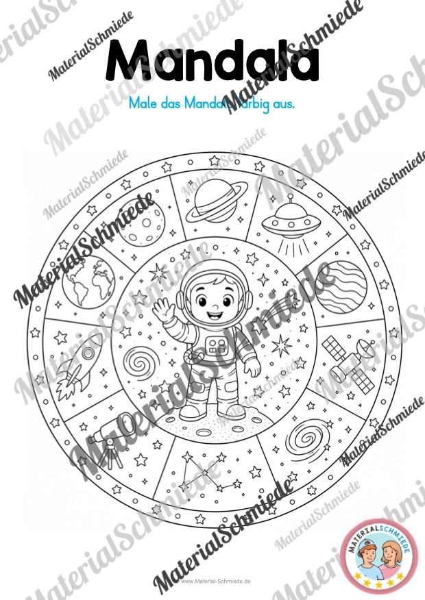 10 Mandalas zum Weltall (zum Ausmalen) - Mandala 03