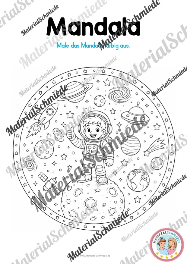 10 Mandalas zum Weltall (zum Ausmalen) - Mandala 04