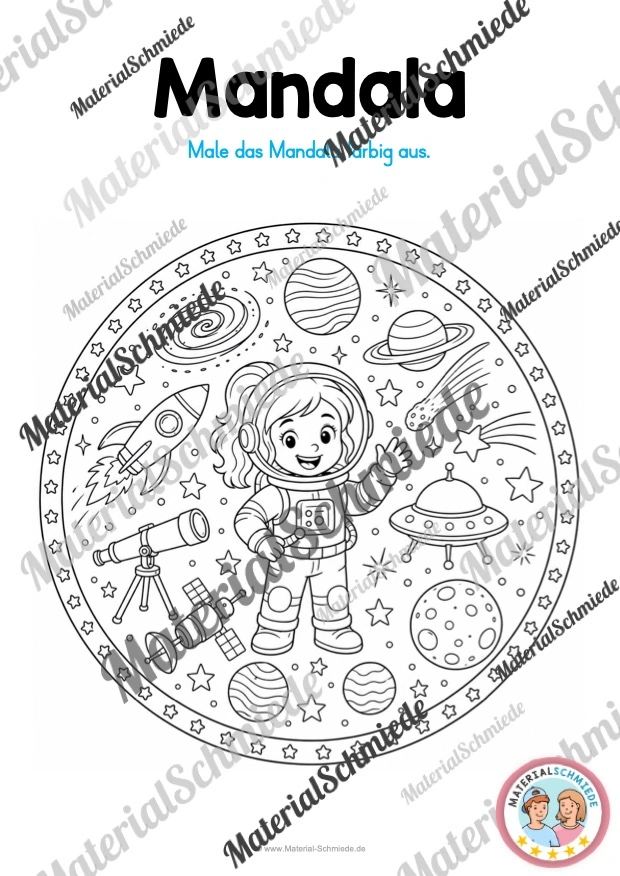 10 Mandalas zum Weltall (zum Ausmalen) - Mandala 05