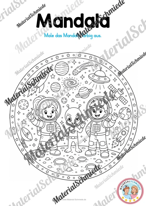 10 Mandalas zum Weltall (zum Ausmalen) - Mandala 06