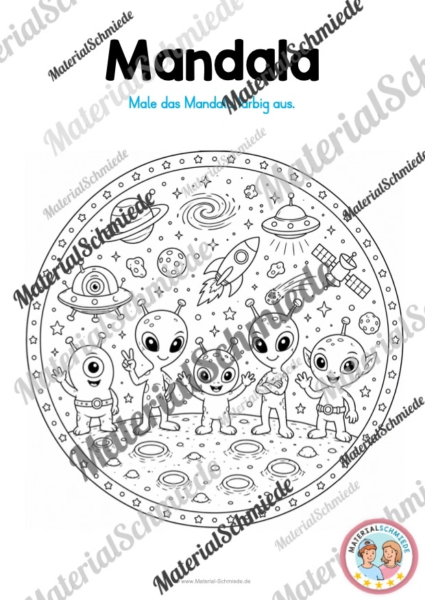10 Mandalas zum Weltall (zum Ausmalen) - Mandala 07