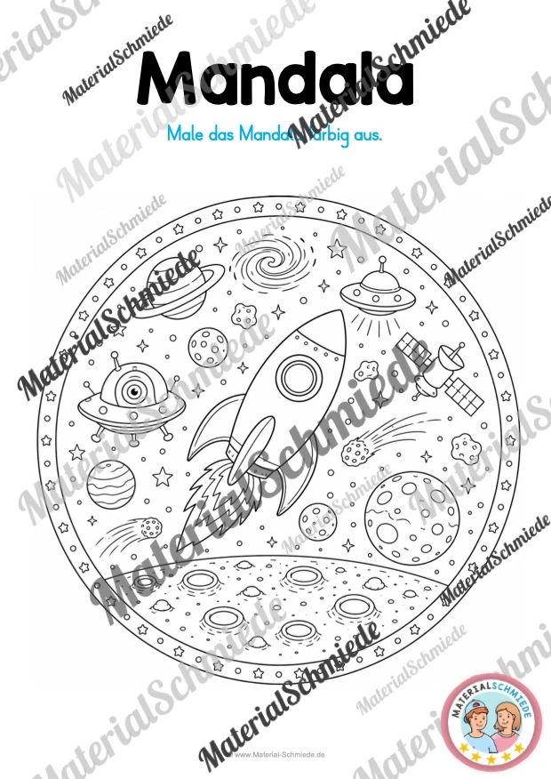 10 Mandalas zum Weltall (zum Ausmalen) - Mandala 08