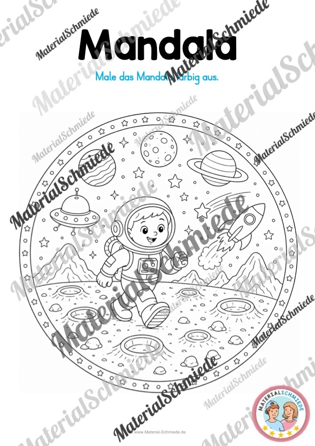 10 Mandalas zum Weltall (zum Ausmalen) - Mandala 09