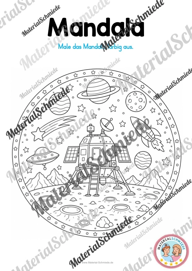 10 Mandalas zum Weltall (zum Ausmalen) - Mandala 10