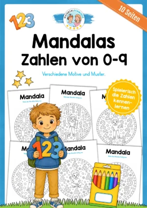 10 Mandalas zu den Zahlen von 0 bis 9 (zum Ausmalen)