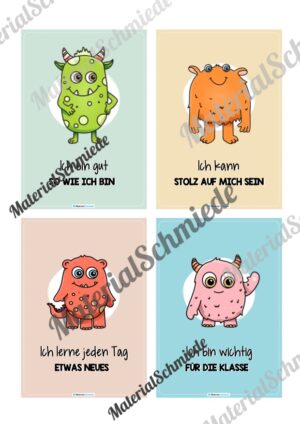 Motivationskarten für Kinder: Monster (24 Stück) – Vorschau 01