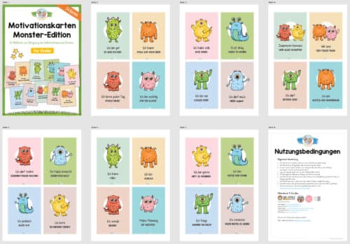 Motivationskarten für Kinder: Monster (24 Stück) - Überblick